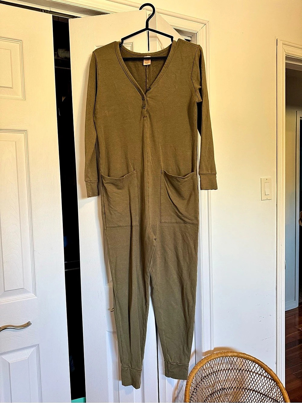 4 for $40 Smash + Tess Romper Olive Long Sleeve Jumpsuit